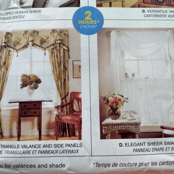 Curtain Sewing Pattern Swag Valance Cafe Roman Shade McCall's P229 UNCUT - Picture 4 of 9